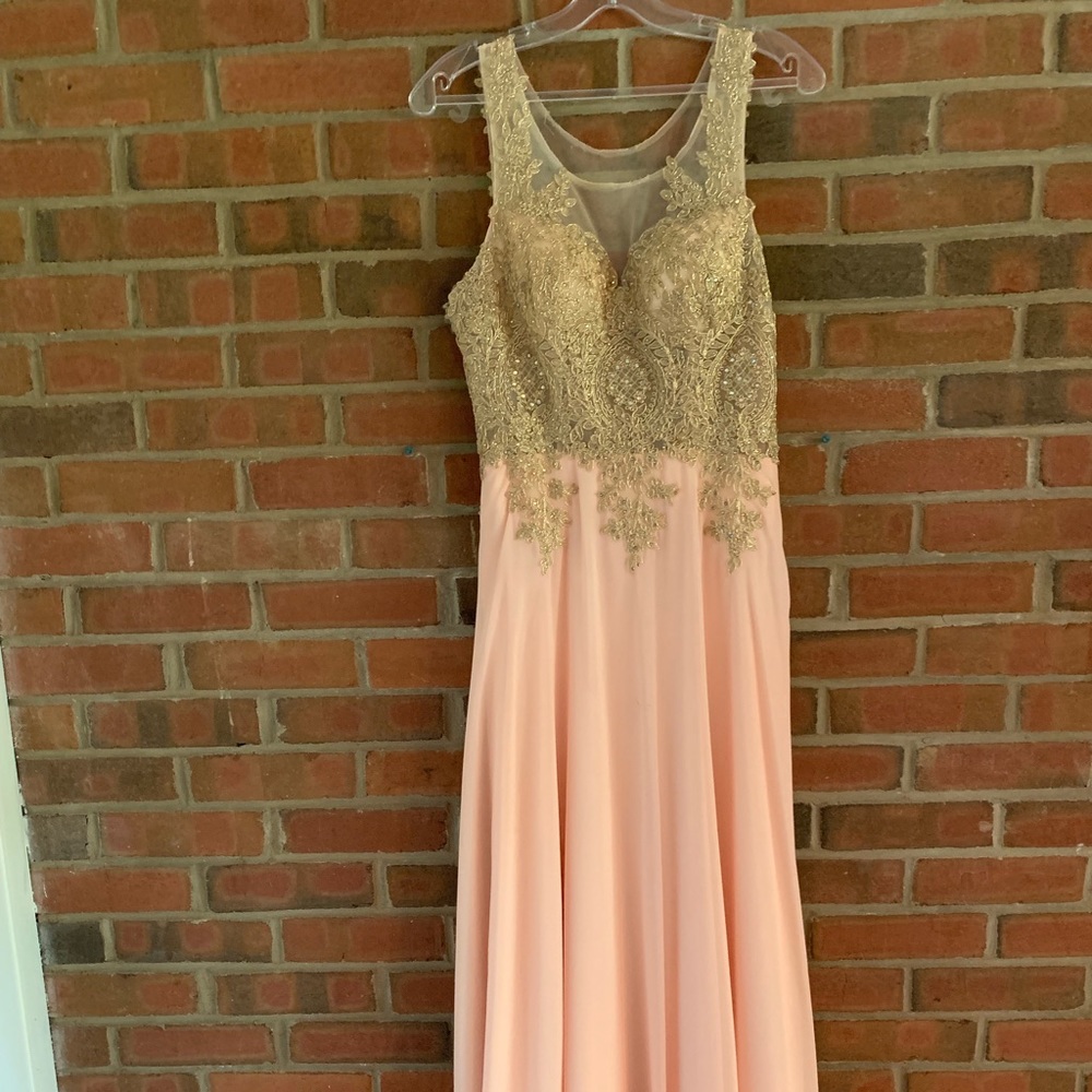 Long light pink prom dress